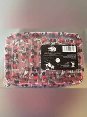 Disney Mickey Mouse Meal 4pc meal Prep Container Set - Red, Black & White travel